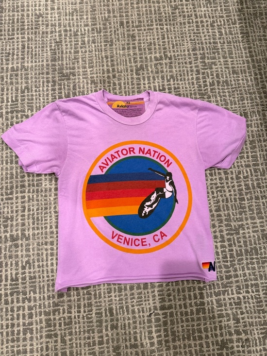 Aviator Nation Tops - Aviator Nation Lilac Surf Logo Tee